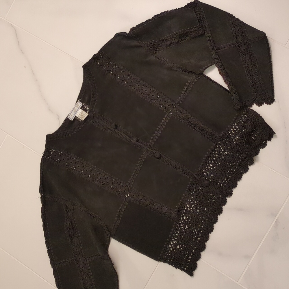 Crochet Suede Patch Jacket